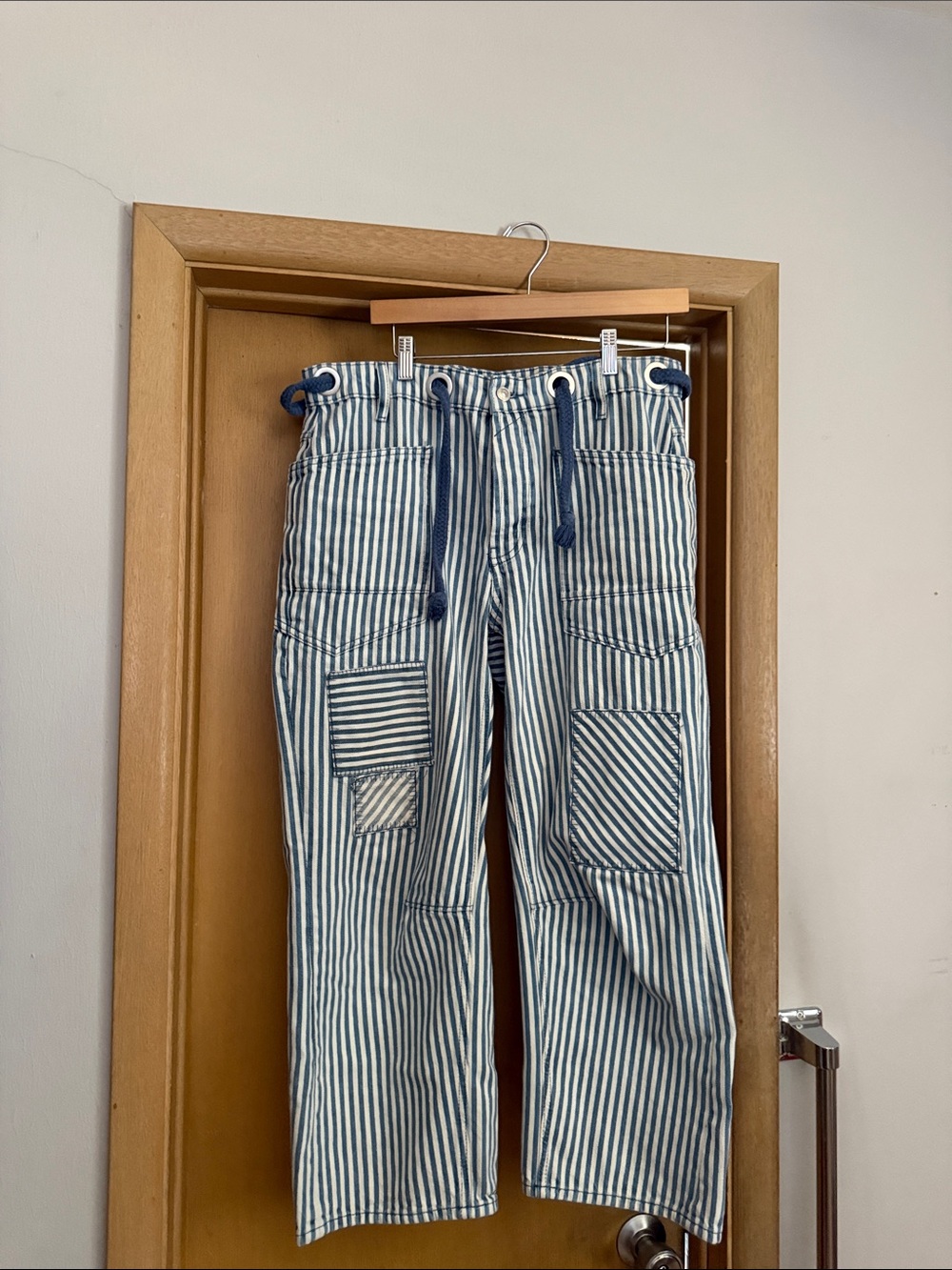 We The Free Moxie Striped Blue and White Women’s Wide-Leg Jeans - Picture 4 of 5